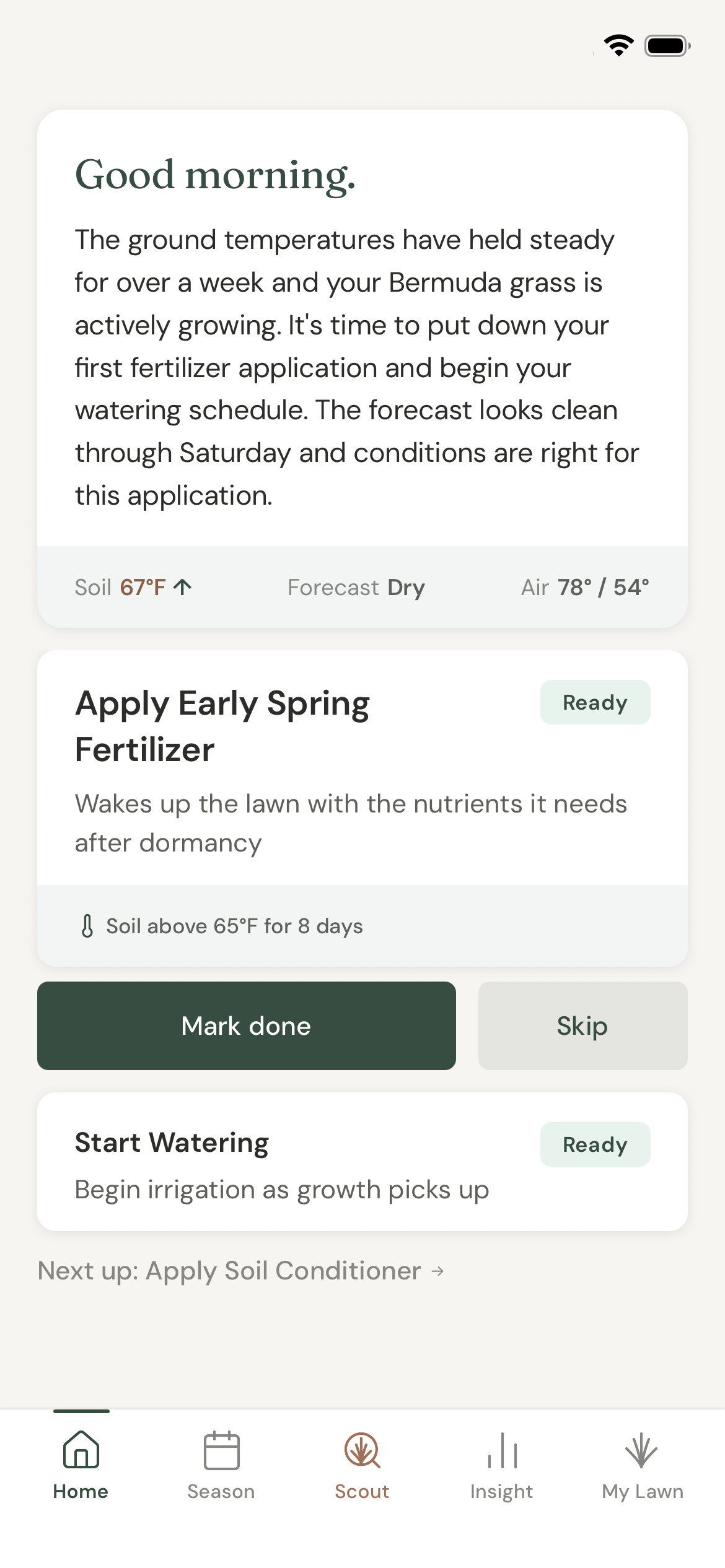 Turf home screen
