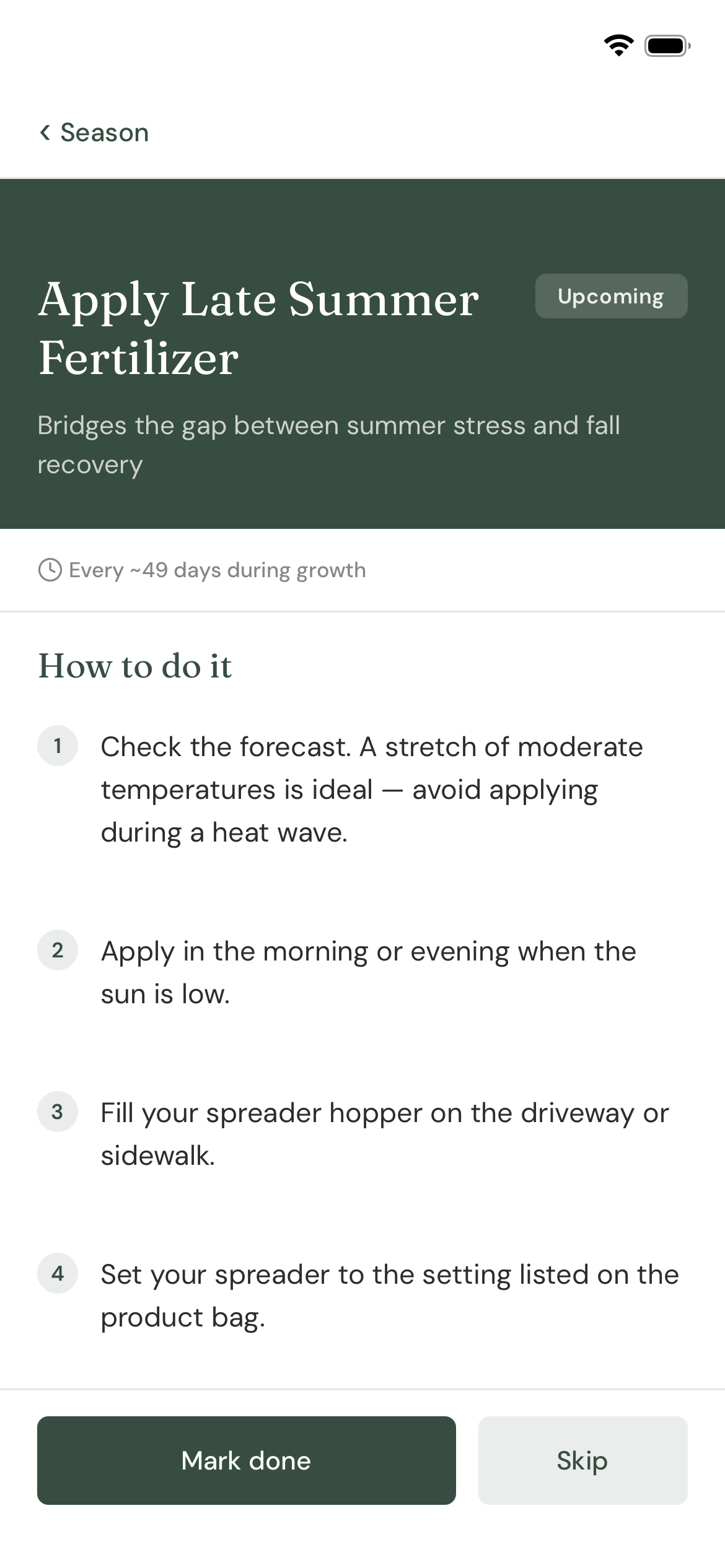Turf task instructions